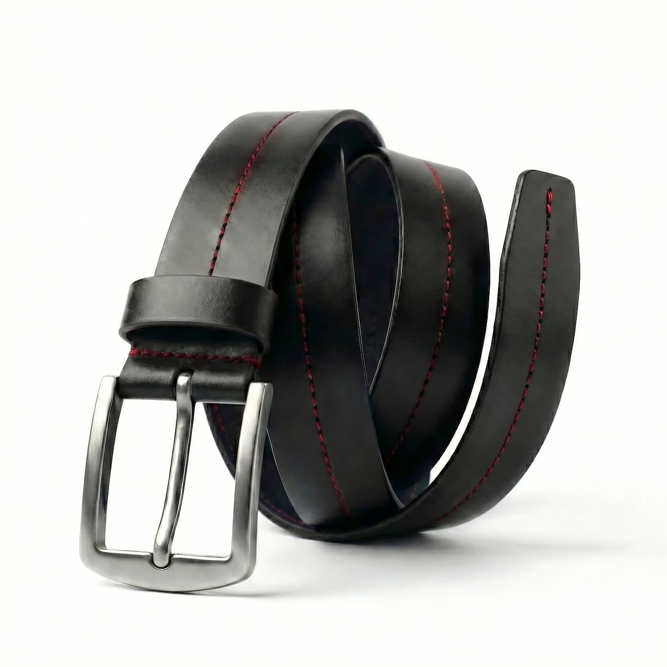 Cinturón sport cuero negro cinveg costura