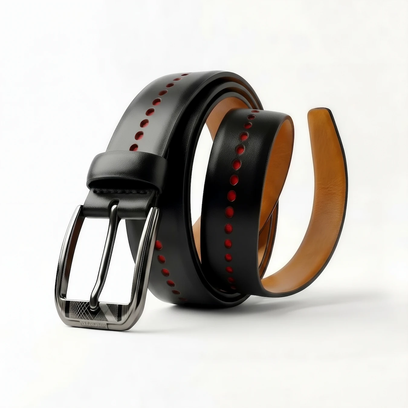 Cinturón casual de lujo perforado pintado cuero negro