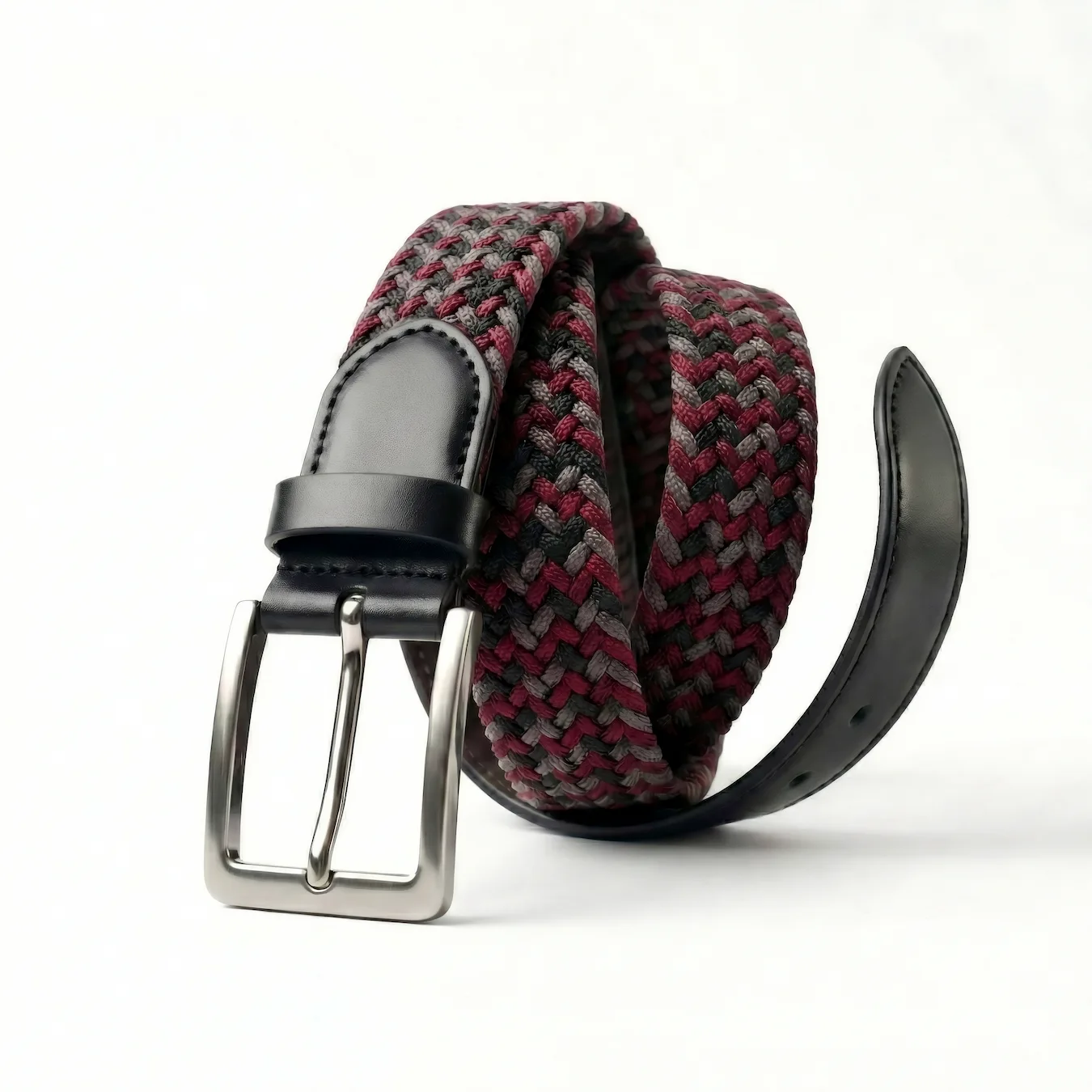 Cinturón sport trenzado en algodon y nylon con puntera en piel napa